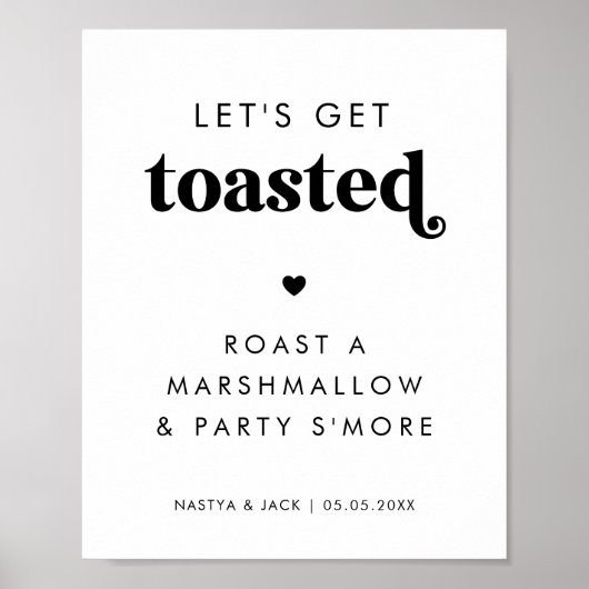 Retro Laten we geroosterd marshmallow trouwbord Poster (Voorkant)