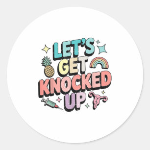 Retro Laten we krijgen knock-up IVF Fertility Tran Ronde Sticker