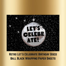 Retro Laten we verjaardag Disco Ball Zwart vieren
