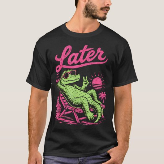 Retro later alligator na een while krokodil chille t-shirt (Voorkant)