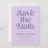 Retro Lavendel bruiloft Save The Date (Voorkant)