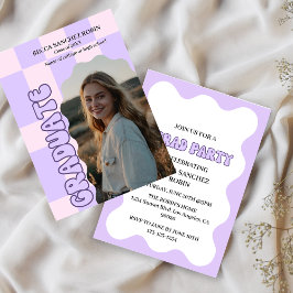 Retro  lavendel foto afstuderen kaart