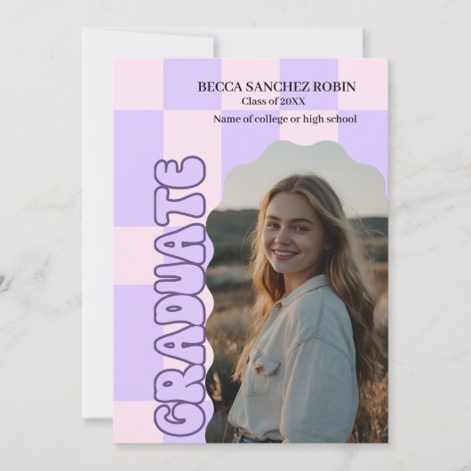 Retro lavendel foto afstuderen kaart (Voorkant)