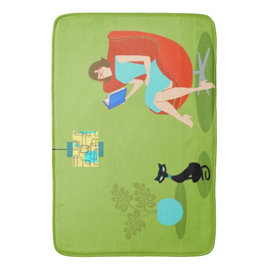 Retro Leading Woman Bath Mat (Voorkant Verticaal)