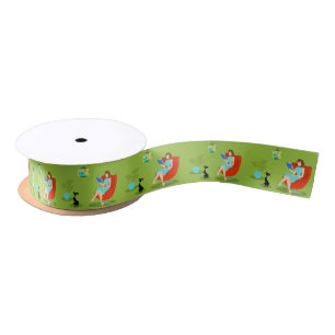Retro Leading Woman Satin Ribbon Satijnen Lint