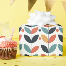 Retro Leaf Mid Century Modern Cadeaupapier