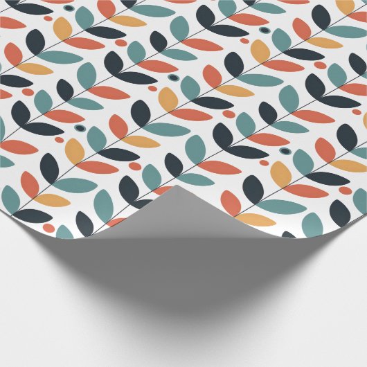 Retro Leaf Mid Century Modern Cadeaupapier (Hoek)