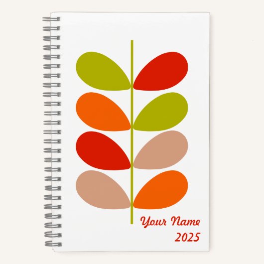 Retro Leaf Notitieboek - Modern Mid-Century (Voorkant)