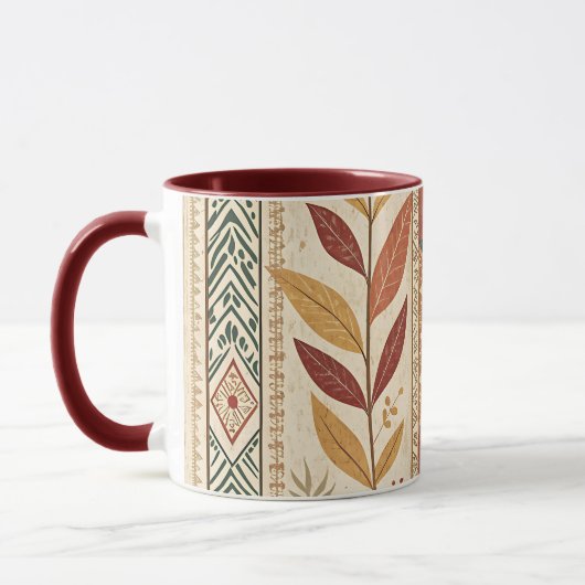 Retro Leaf Pattern Artistic Design Coffee Tea Mug Mok (Links)