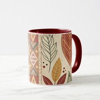 Retro Leaf Pattern Artistic Design Coffee Tea Mug Mok