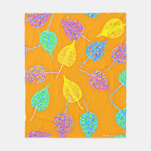 Retro Leaf Pattern Fleece Deken (Voorkant)