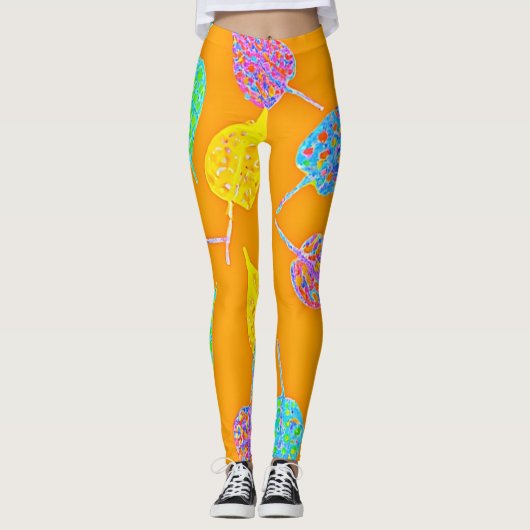 Retro Leaf Pattern Leggings (Voorkant)