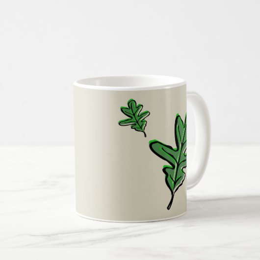Retro Leaf Print Coffee Mok (Voorkant rechts)