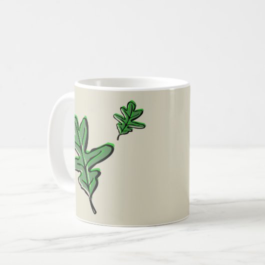 Retro Leaf Print Coffee Mok (Voorkant links)