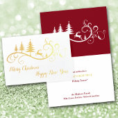 Retro Leaping Deer met Rode Kerstmis Folie Kaarten