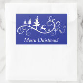 Retro Leaping Herten en kerstboom Rechthoekige Sticker (Tas)