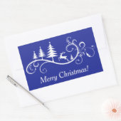 Retro Leaping Herten en kerstboom Rechthoekige Sticker (Envelop)