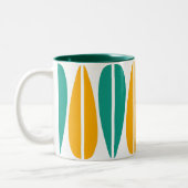 Retro Leaves - Amber en Aqua Tweekleurige Koffiemok (Links)