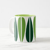 Retro Leaves - Avocado Green en Dark Green Tweekleurige Koffiemok (Voorkant links)