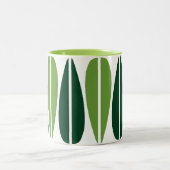 Retro Leaves - Avocado Green en Dark Green Tweekleurige Koffiemok (Center)