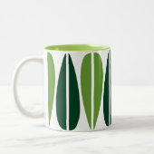 Retro Leaves - Avocado Green en Dark Green Tweekleurige Koffiemok (Links)