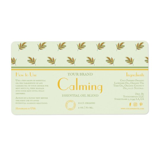 Retro Leaves Cosmetics DIY Dropper Flesetiket Etiket (Voorkant)