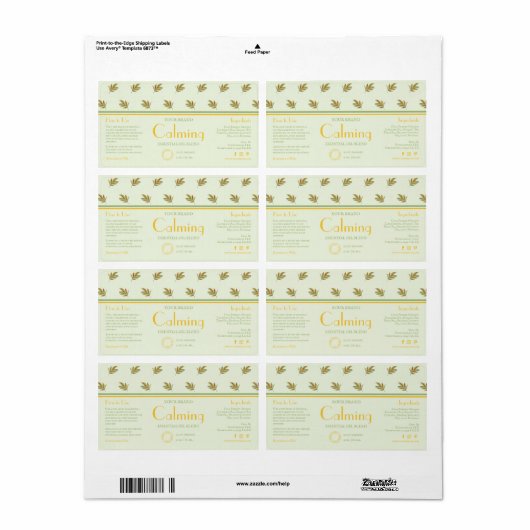 Retro Leaves Cosmetics DIY Dropper Flesetiket Etiket (Full Sheet)