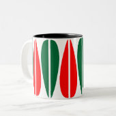 Retro Leaves - Forest Green en Red Tweekleurige Koffiemok (Voorkant links)