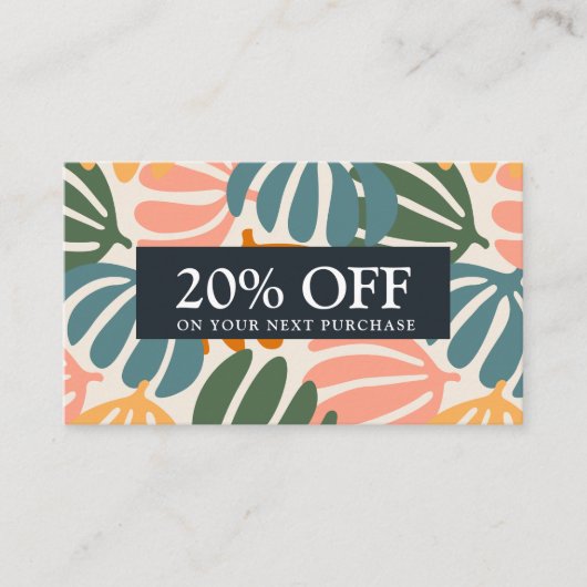 RETRO LEAVES GROOVY BOTANISCHE Korting Visitekaartje (Voorkant)