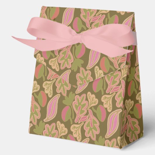 Retro leaves in bohem patterndesign Favor Box Bedankdoosjes (Voorkant)