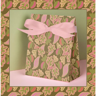 Retro leaves in bohem patterndesign Favor Box Bedankdoosjes