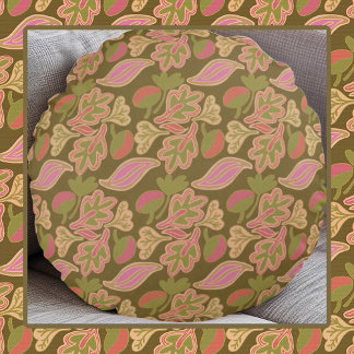 Retro leaves in bohem patterndesign rond kussen