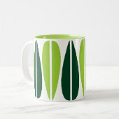 Retro Leaves - Martian Green en Dark Green Tweekleurige Koffiemok (Voorkant links)