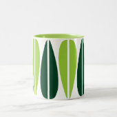 Retro Leaves - Martian Green en Dark Green Tweekleurige Koffiemok (Center)