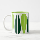 Retro Leaves - Martian Green en Dark Green Tweekleurige Koffiemok (Links)