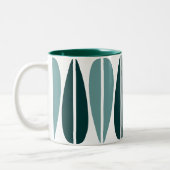 Retro Leaves - Ocean Green en Dark Green Tweekleurige Koffiemok (Links)