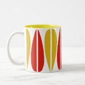 Retro Leaves - Ochre en Crimson Tweekleurige Koffiemok (Links)