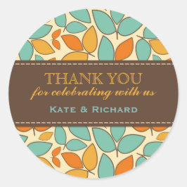 Retro Leaves Pattern Wedding Favor Stickers