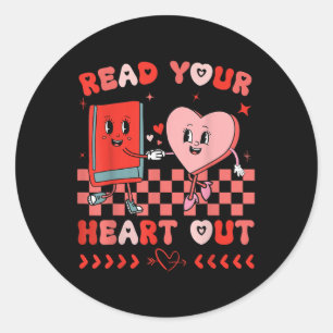 Retro Lees je hart uit Valentijnsdag Teacher B Ronde Sticker