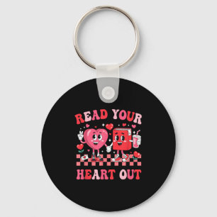 Retro Lees je hart uit Valentijnse lerares Booki Sleutelhanger