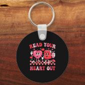 Retro Lees je hart uit Valentijnse lerares Booki Sleutelhanger (Voorkant)
