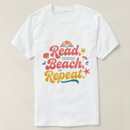 Retro Lees Strand Herhaal Zomer Boekliefhebber T-shirt