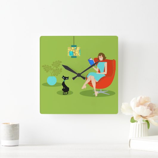 Retro leesapparaat acrylwand vierkante klok (Huis)