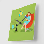 Retro leesapparaat acrylwand vierkante klok (Hoek)