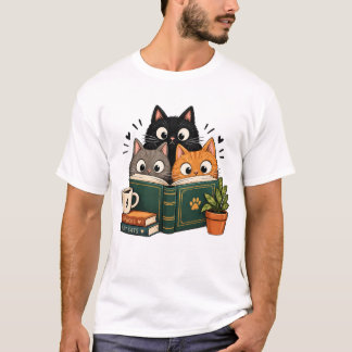 Retro Leescats, Boekliefhebber Cottagecore Vintage T-shirt