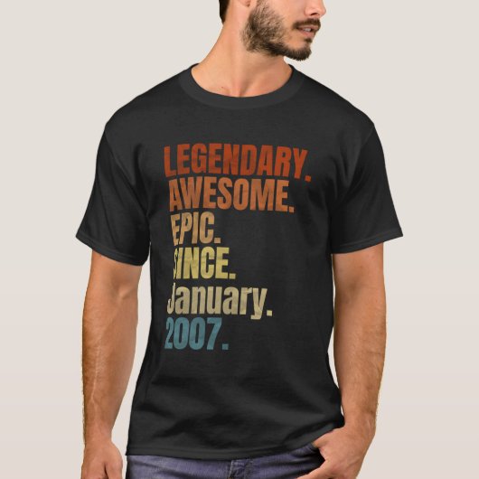 Retro legendarische sinds januari 2007 T Shirt 12 (Voorkant)