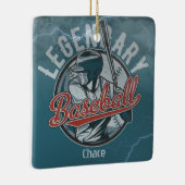 Retro Legendary Baseball Blue Holiday Keramisch Ornament (Rechts)