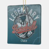 Retro Legendary Baseball Blue Holiday Keramisch Ornament (Links)
