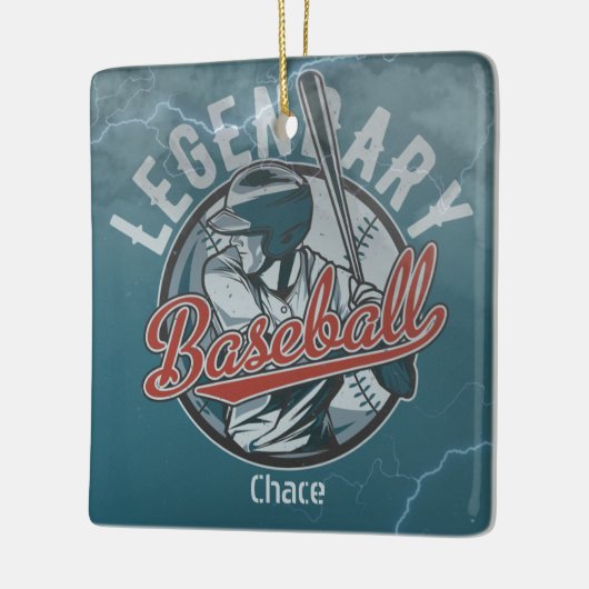 Retro Legendary Baseball Blue Holiday Keramisch Ornament (Links)