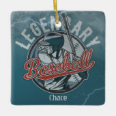 Retro Legendary Baseball Blue Holiday Keramisch Ornament (Voorkant)